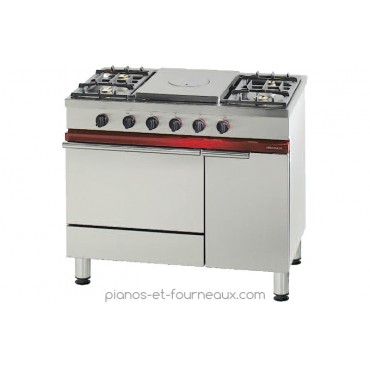 CG 1051 GACF L 1000 - P 650 - H 900 Fourneau avec plaque coup de feu, 4 feux vifs, 1 four gaz Gastronorme 1/1. Ambassade de Bour - pianos-et-fourneaux.com le spécialiste des pianos de cuisine et fourneaux de cuisson Lacanche