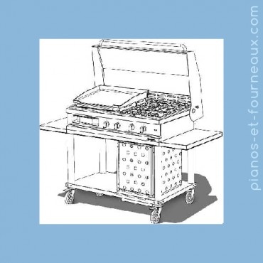 Opencook Plancha gaz et 2 feux couvercle WTG 1040 PL-C chez pianos-et-fourneaux, spécialiste des pianos de cuisson - pianos-et-fourneaux.com le spécialiste des pianos de cuisine et fourneaux de cuisson Lacanche