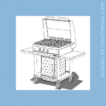 Opencook Table de cuisson gaz 3 feux avec couvercle WTG 730 C chez pianos-et-fourneaux, spécialiste des pianos de cuisson - pianos-et-fourneaux.com le spécialiste des pianos de cuisine et fourneaux de cuisson Lacanche